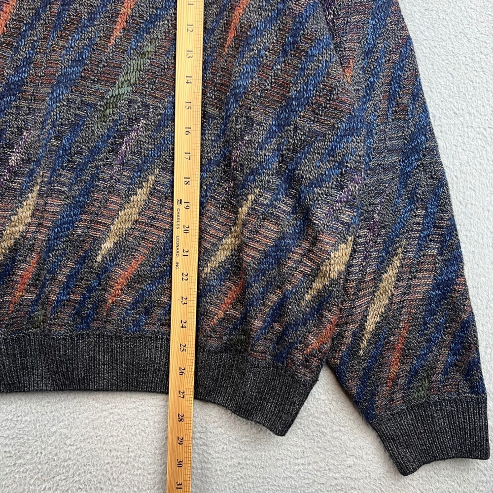 Towncraft Mens XL Vintage Abstract Geometric Knit Sweater Multi-Color Crewneck - Picture 4 of 8